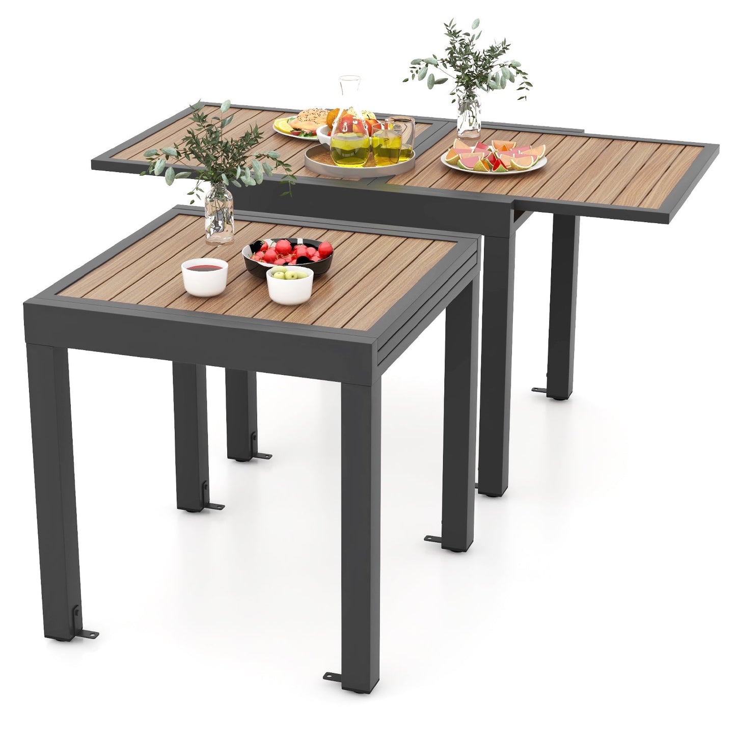 Mesa de Patio Extensible de 31.5-63 Pulgadas para 4-6 Personas - Natural