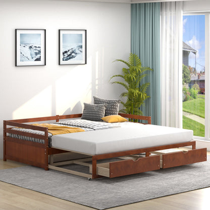 Sofá cama doble/king extensible con cama nido y 2 cajones de almacenamiento