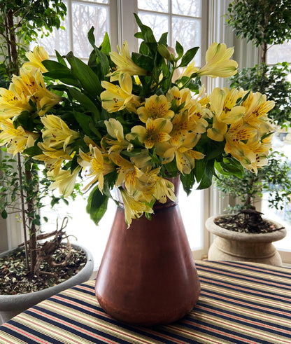 Extra Large Metal Vase with Bronze Handles and Gold Seam. Rustic Container for Flowers, Dry Arrangements or Display. Rustic Home Decor. - Tampa Home & Garden Store