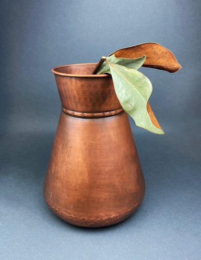 Extra Large Metal Vase with Bronze Handles and Gold Seam. Rustic Container for Flowers, Dry Arrangements or Display. Rustic Home Decor. - Tampa Home & Garden Store