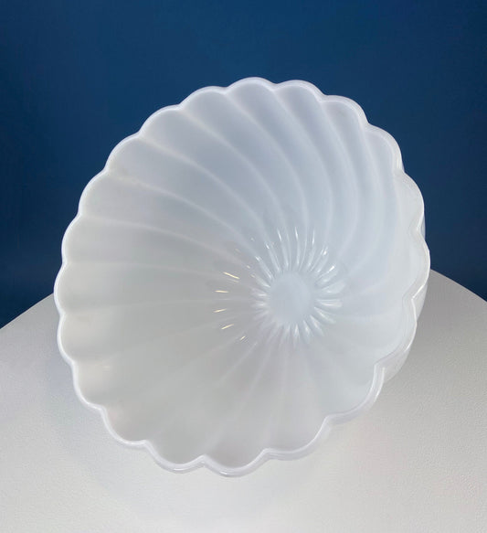 Extra Large Very Deep Salad Bowl. Shell Shaped Milk Glass Serving Bowl. White Table Centerpiece. Modern Farmhouse. Cottagecore. Wedding. - Tampa Home & Garden Store