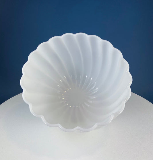 Extra Large Very Deep Salad Bowl. Shell Shaped Milk Glass Serving Bowl. White Table Centerpiece. Modern Farmhouse. Cottagecore. Wedding. - Tampa Home & Garden Store