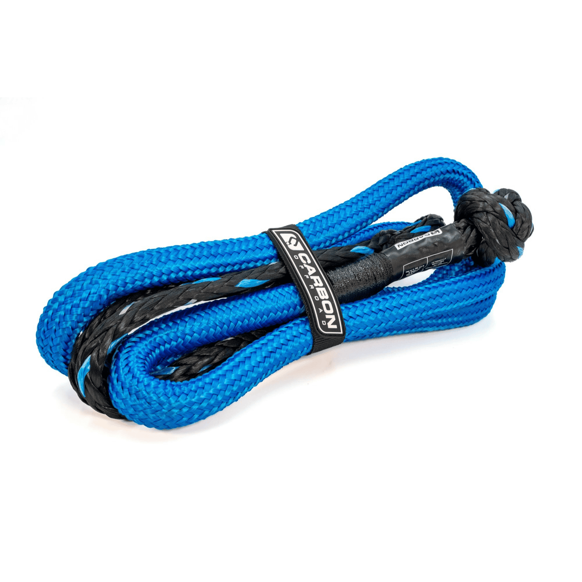 Extra Long 4x4 Soft Shackle blue braided nylon tow rope with black sleeve Carbon Offroad USA tag on Tampa Home & Garden Store