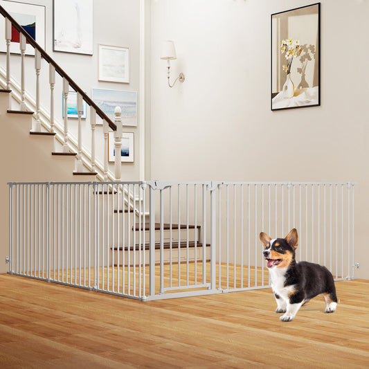 Extra Wide Baby Gate Fits 34.5-154" Openings 6-Panel Adjustable Pet Safety Fence - Tampa Home & Garden Store