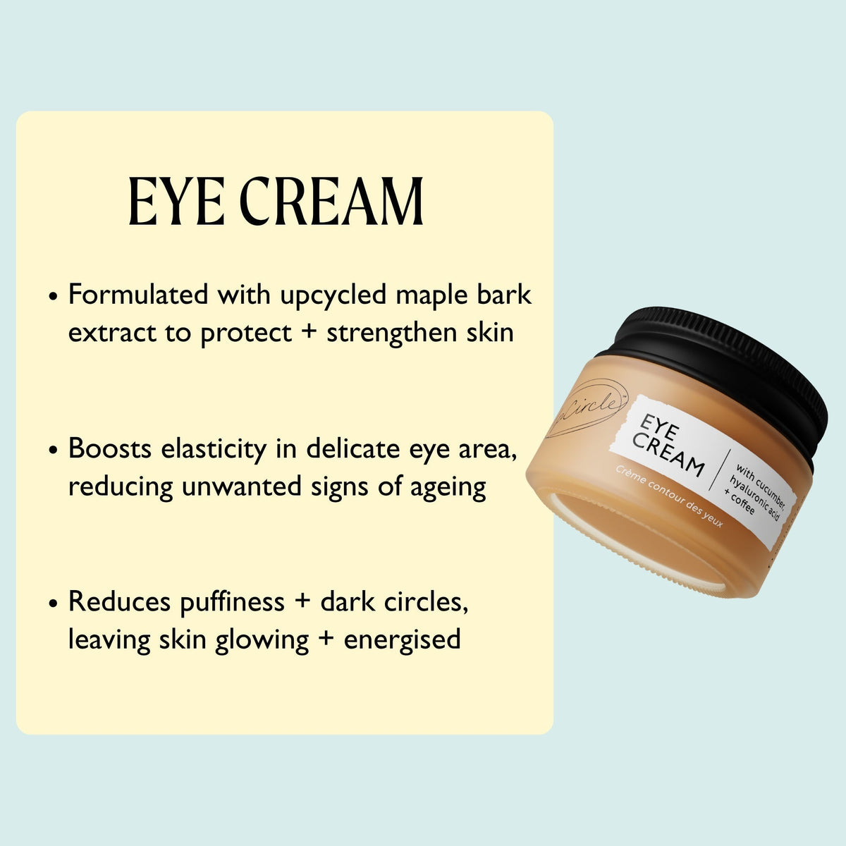 Eye cream jar from UpCircle Merry + Bright Eyes Gift Set; beige bottle on mint background on Tampa Home & Garden Store