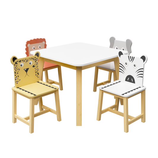 5 Piece Kiddy Table and Chair Set for Kids Wood