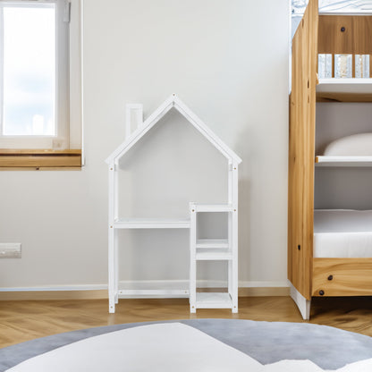 House-shaped Wooden writing Desk,Kids study Table,Bookshelf & Toy Storage,White - Tampa Home & Garden Store