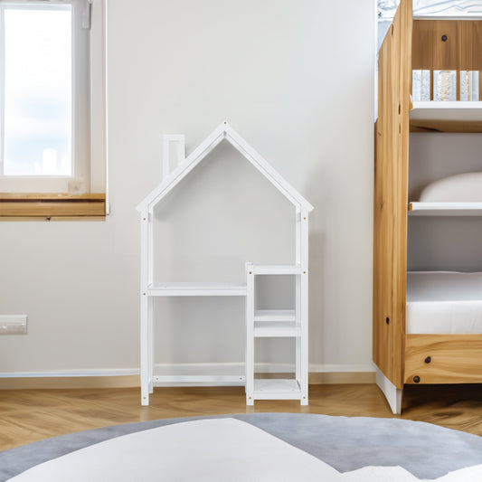 House-shaped Wooden writing Desk,Kids study Table,Bookshelf & Toy Storage,White - Tampa Home & Garden Store