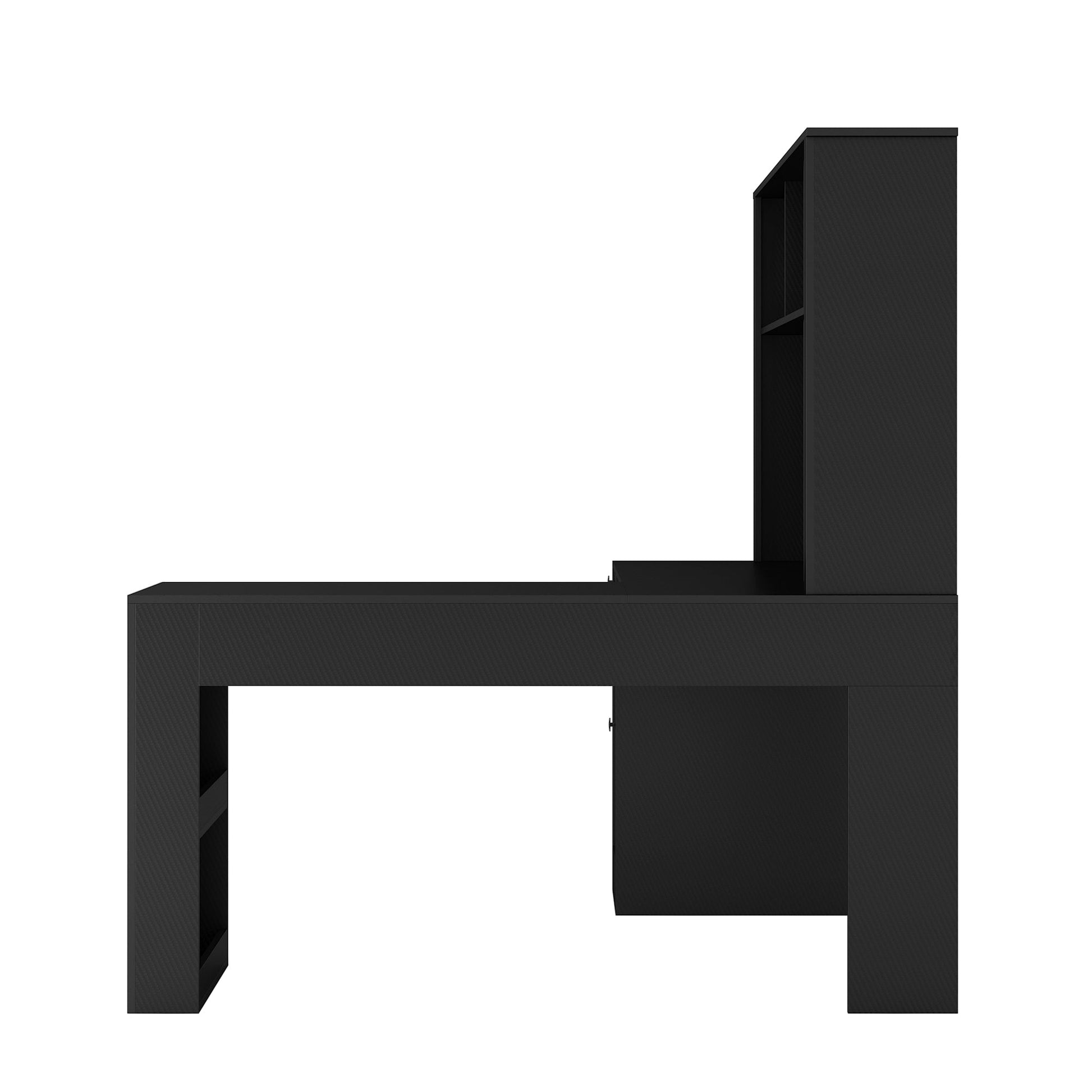 Writing desk with drawer bookshelf and charger, modern L-shaped desk with storage space, corner gaming computer desk - Tampa Home & Garden Store