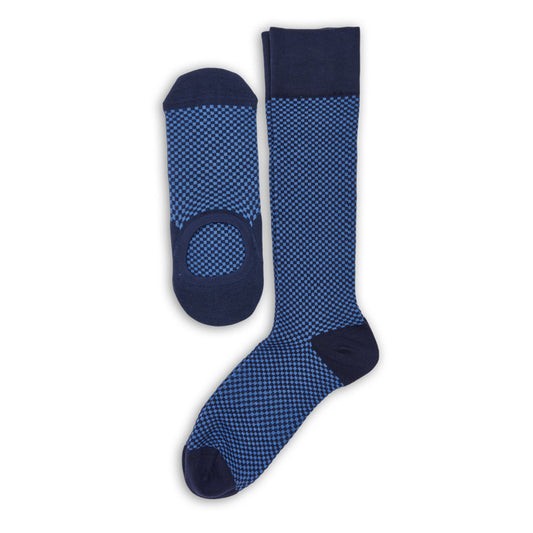 DeadSoxy Maddox & Cooper 2-pack navy blue checkered boardroom dress socks footie and crew on Tampa Home & Garden Store