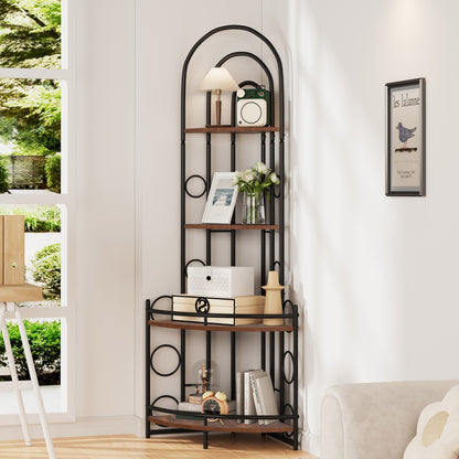 4-Tier Corner Bookshelf, Modern Style, Plant Stand with Metal Frame - Tampa Home & Garden Store