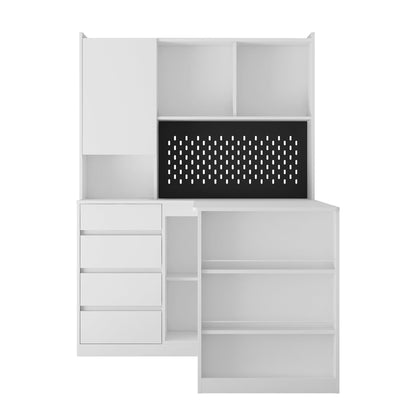 L-shaped office desk with charger, bookshelf with drawers and LED lights, and corner gaming computer desk with storage space - Tampa Home & Garden Store