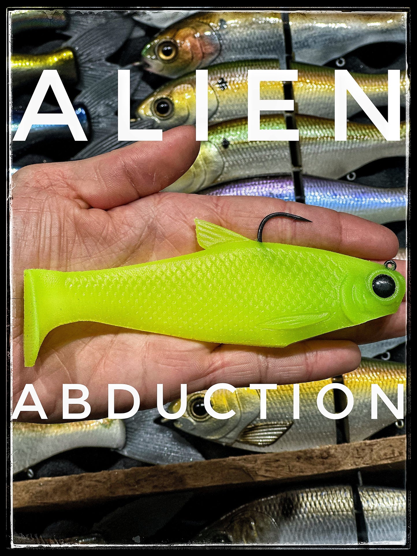 Bacca Burrito boot-tail swimbait in neon lime green with hook Bull Shad Swimbaits on Tampa Home & Garden Store
