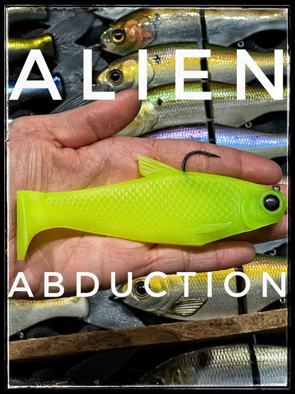 Bacca Burrito boot-tail swimbait in neon lime green with hook Bull Shad Swimbaits on Tampa Home & Garden Store