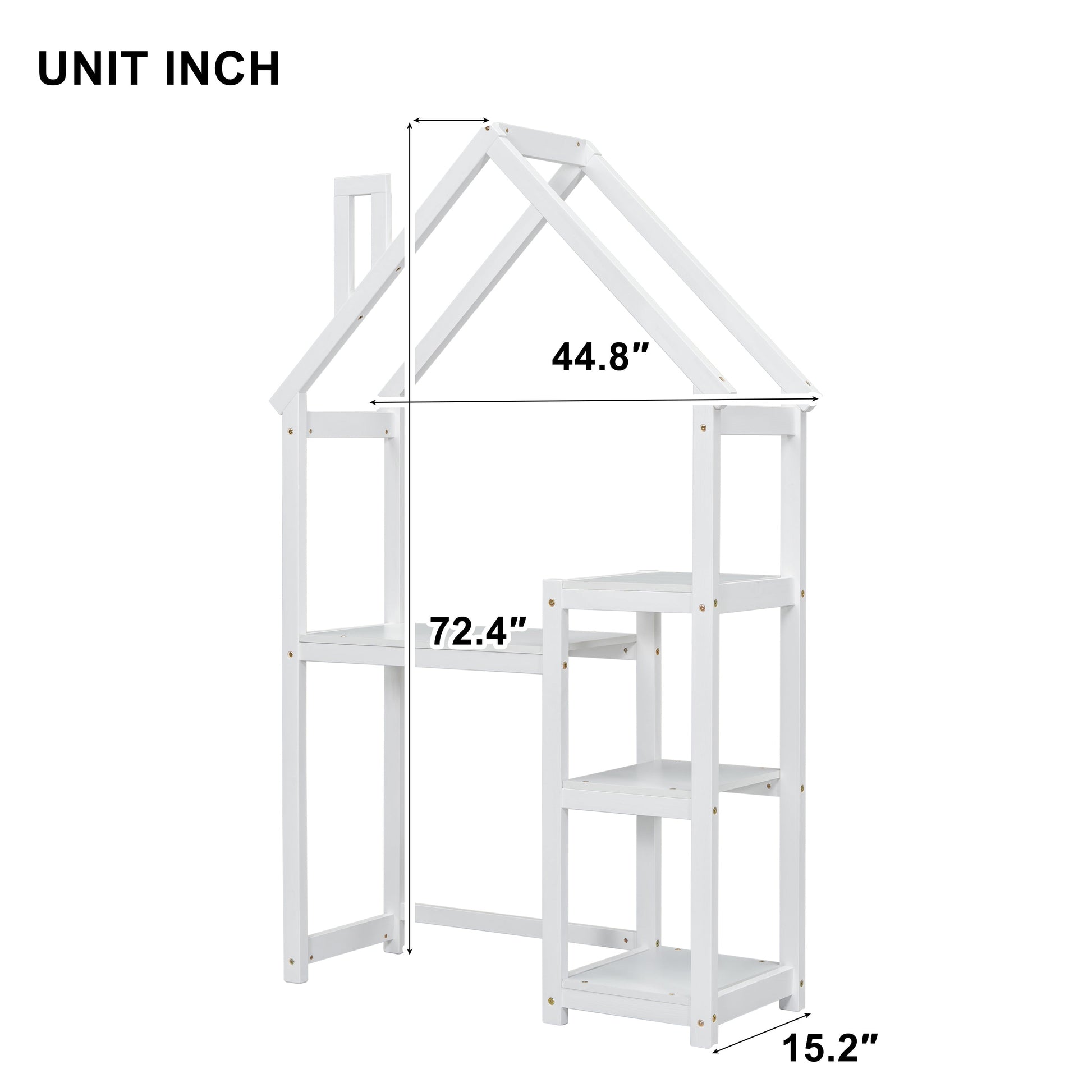 House-shaped Wooden writing Desk,Kids study Table,Bookshelf & Toy Storage,White - Tampa Home & Garden Store