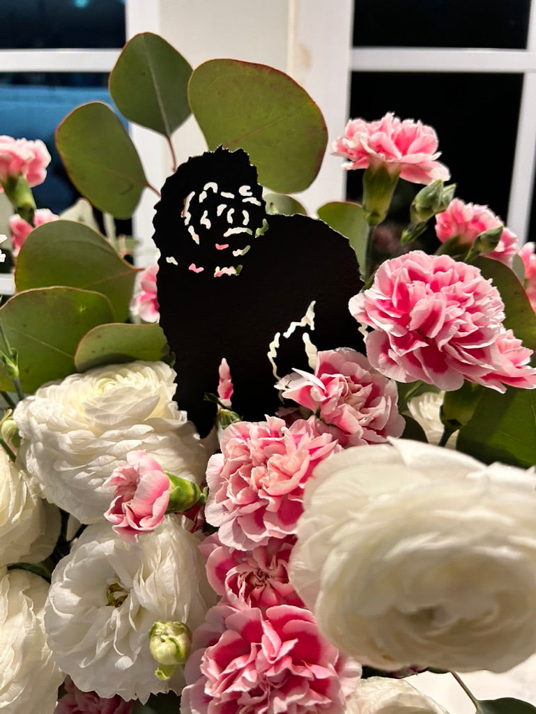 Labradoodle plant stake silhouette, black metal decorative marker by Rustica Ornamentals on Tampa Home & Garden Store