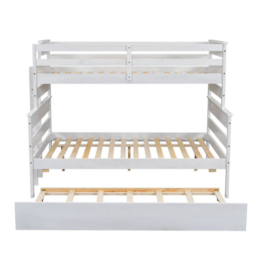 Wood twin over full bunk bed, white finish with trundle, guard rails and slatted beds on Tampa Home & Garden Store