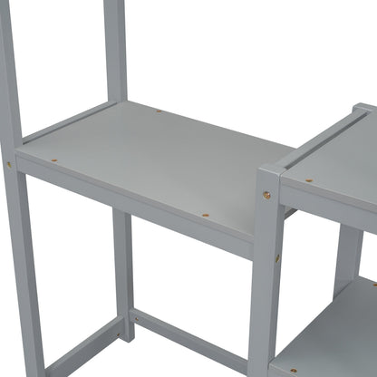 House-shaped Wooden writing Desk,Kids study Table,Bookshelf & Toy Storage,Grey - Tampa Home & Garden Store