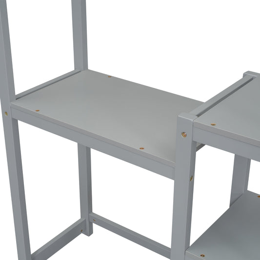 House-shaped Wooden writing Desk,Kids study Table,Bookshelf & Toy Storage,Grey - Tampa Home & Garden Store