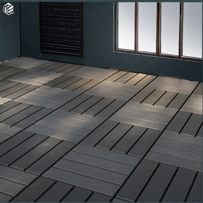 44 pieces of 12x12 square waterproof outdoor terrace tiles - interlocked, all-weather, anti slip, easy to assemble