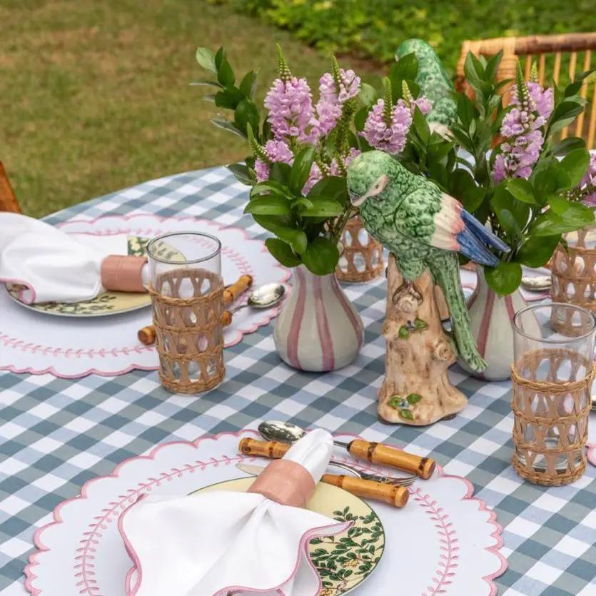 Arrow Placemat for Dining Protection: white placemats with pink scalloped trim set of 4 on Tampa Home & Garden Store
