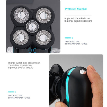 Electric Shaver Shaving Head Machine Five-Blade Self-Service Bald Head Rechargeable Waterproof Washing Razor - Tampa Home & Garden Store