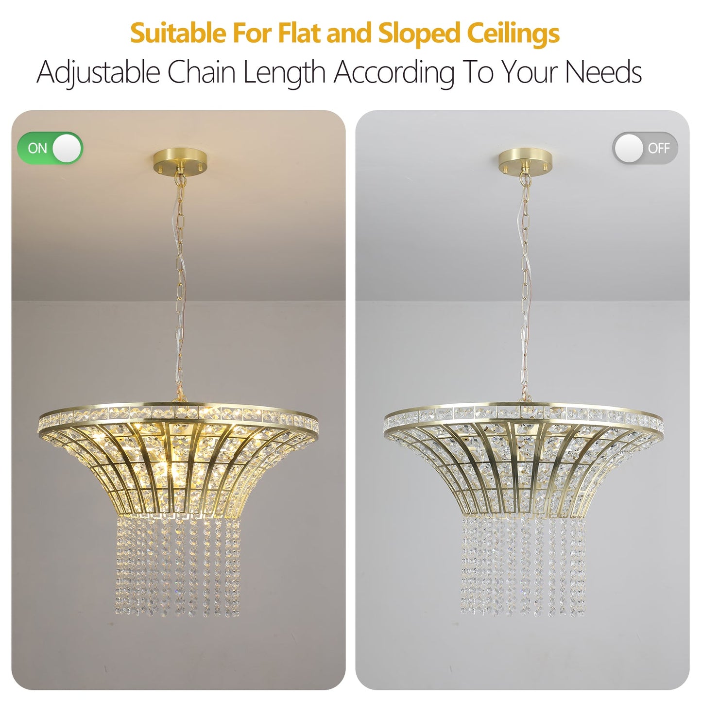 8-Light 23.6" Wide Crystal Waterfall Chandelier (Bulb Not Included)