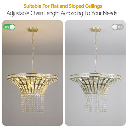 8-Light 23.6" Wide Crystal Waterfall Chandelier (Bulb Not Included)
