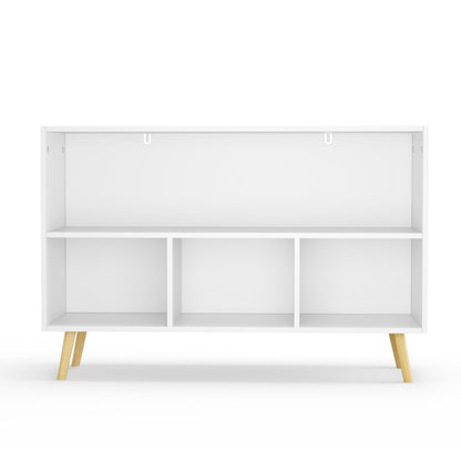 Kids bookcase with Collapsible Fabric Drawers Children's Book Display Toy Storage Cabinet Organizer White/Blue - Tampa Home & Garden Store