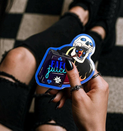 FAFO Juice Skull Sticker: Gothic Sarcasm, Waterproof Vinyl (Glossy or Holographic) - Tampa Home & Garden Store