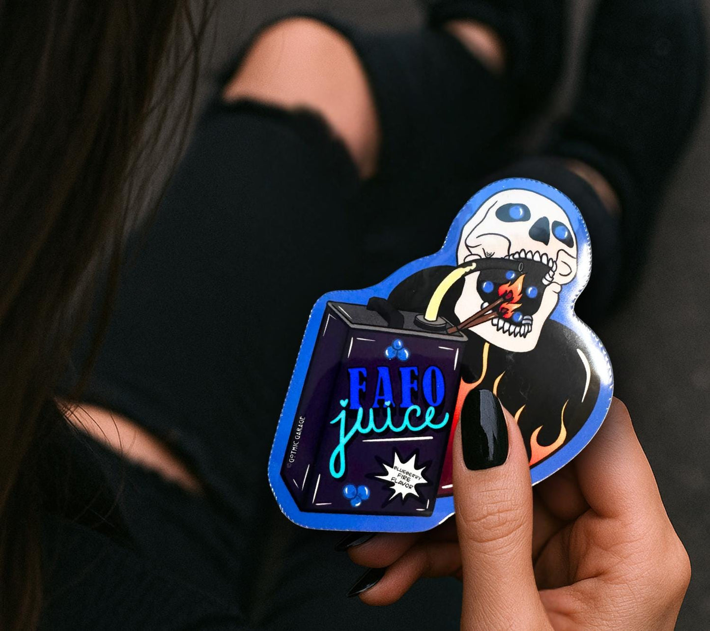 FAFO Juice Skull Sticker: Gothic Sarcasm, Waterproof Vinyl (Glossy or Holographic) - Tampa Home & Garden Store