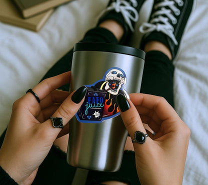 FAFO Juice Skull Sticker: Gothic Sarcasm, Waterproof Vinyl (Glossy or Holographic) - Tampa Home & Garden Store