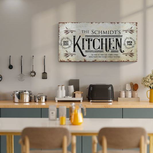 Kitchen Sign II canvas wall art by Tailored Canvases with rustic distressed kitchen sign on Tampa Home & Garden Store