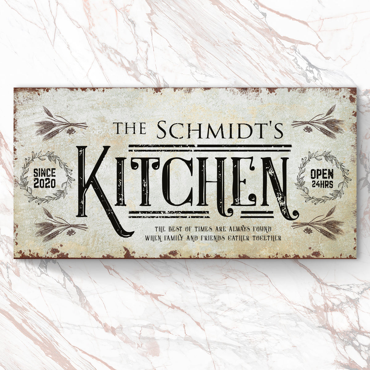 Kitchen Sign II canvas crafting sign with distressed beige panel and bold KITCHEN lettering on Tampa Home & Garden Store