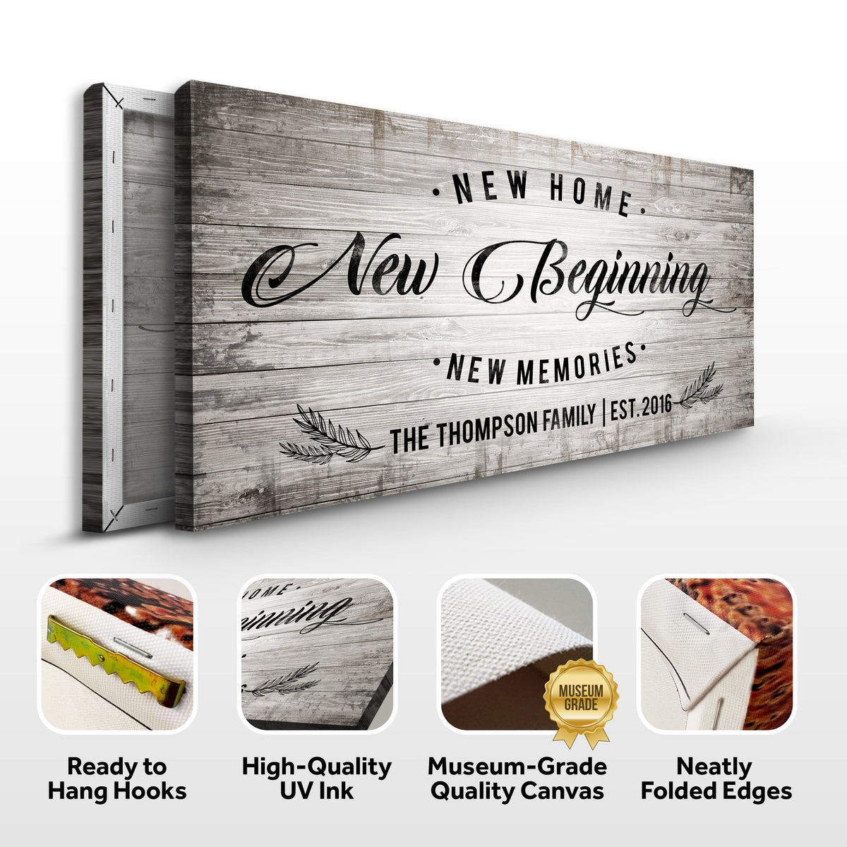New Home Sign canvas by Tailored Canvases, rustic woodgrain crafting canvas on Tampa Home & Garden Store