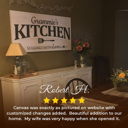 Your Kitchen Sign canvas wall art by Tailored Canvases; bold KITCHEN text on Tampa Home & Garden Store