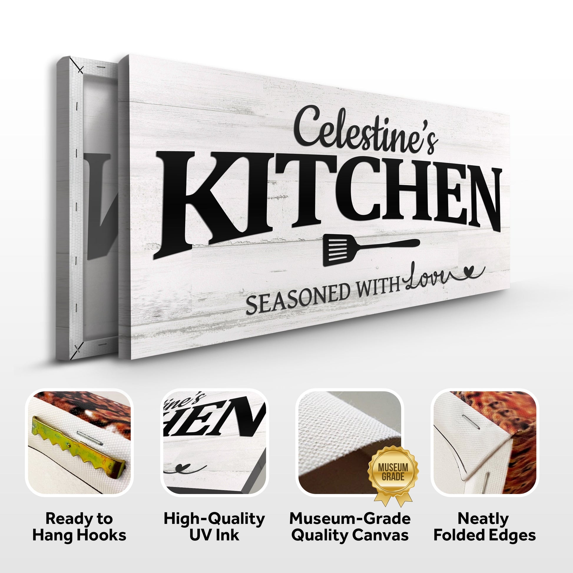 Your Kitchen Sign canvas with wood texture and bold kitchen lettering Tailored Canvases on Tampa Home & Garden Store