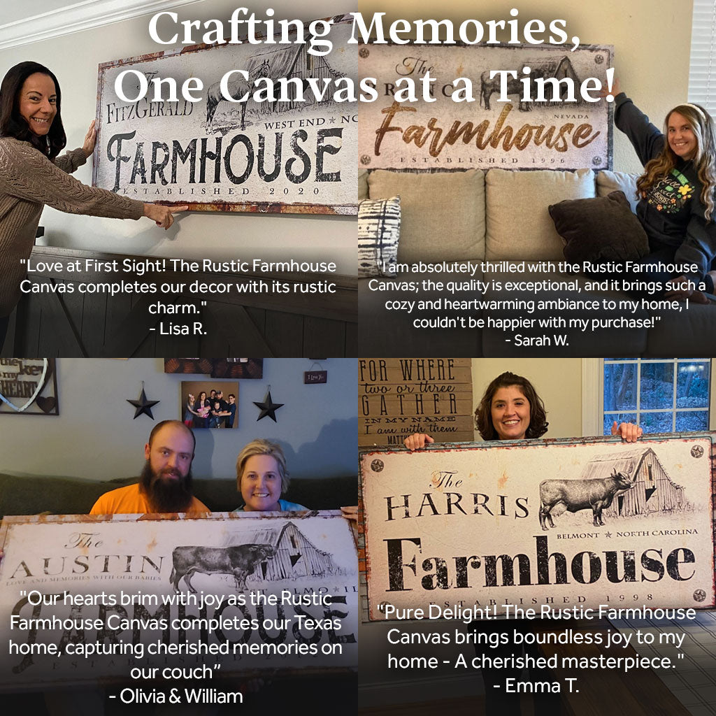 Rustic Farmhouse Sign Crafting Canvas by Tailored Canvases, wood-look with Farmhouse lettering on Tampa Home & Garden Store