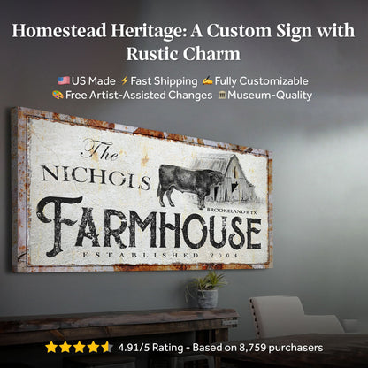 Rustic Farmhouse Sign canvas by Tailored Canvases, USA-made crafting canvas with vintage typography on Tampa Home & Garden Store