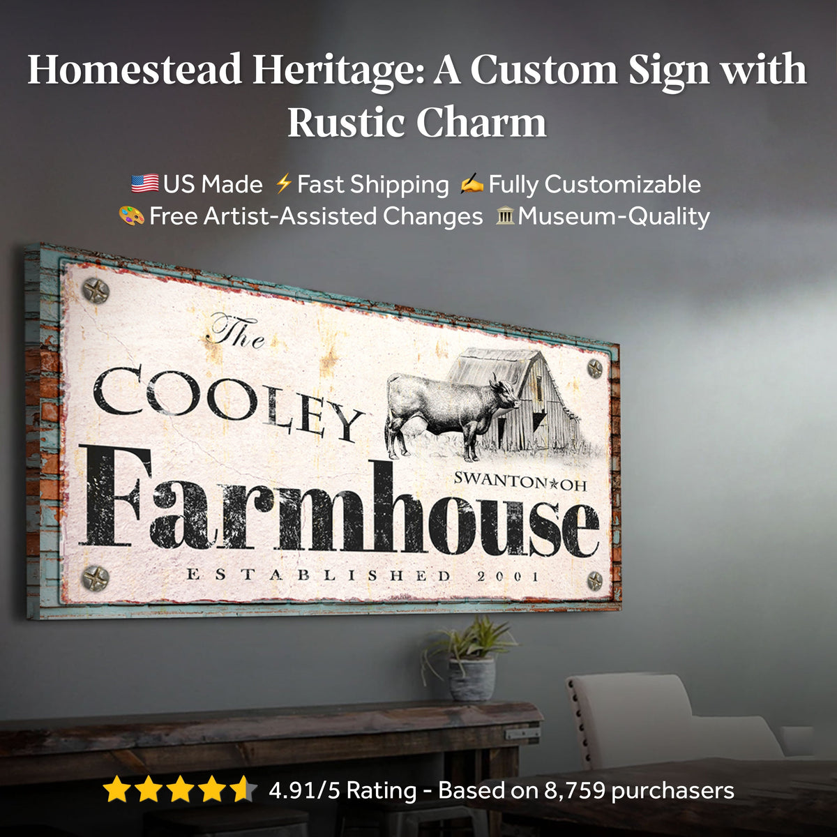 Rustic Farmhouse Sign canvas by Tailored Canvases, USA-made crafting canvas wall decor on Tampa Home & Garden Store