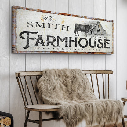 Rustic Farmhouse Sign XIV canvas by Tailored Canvases, distressed white surface with rusted edges on Tampa Home & Garden Store