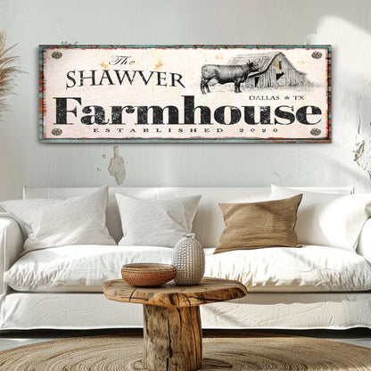Rustic Farmhouse Sign XV canvas by Tailored Canvases, distressed white with Farmhouse text on Tampa Home & Garden Store