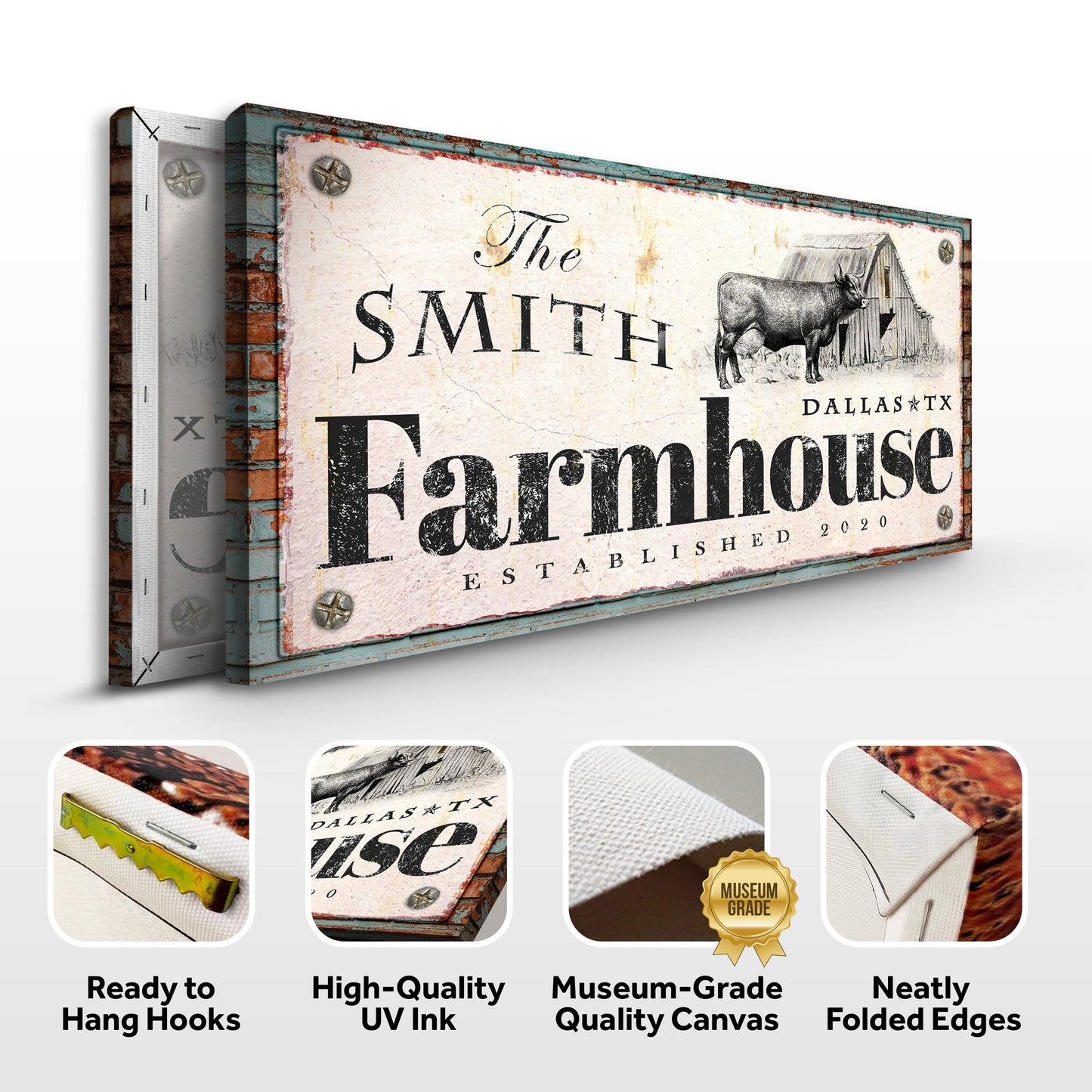 Rustic Farmhouse Sign II canvas by Tailored Canvases; distressed Farmhouse lettering on Tampa Home & Garden Store
