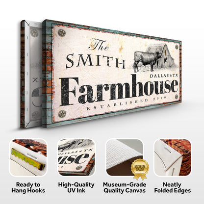Rustic Farmhouse Sign II canvas by Tailored Canvases; distressed Farmhouse lettering on Tampa Home & Garden Store
