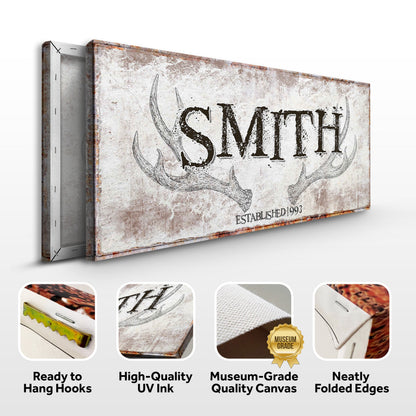 Rustic Family Antler Sign canvas by Tailored Canvases, distressed weathered gray crafting canvas on Tampa Home & Garden Store