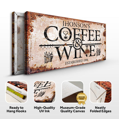 Coffee and Wine Sign II canvas by Tailored Canvases; rusted sign with coffee and wine motif on Tampa Home & Garden Store