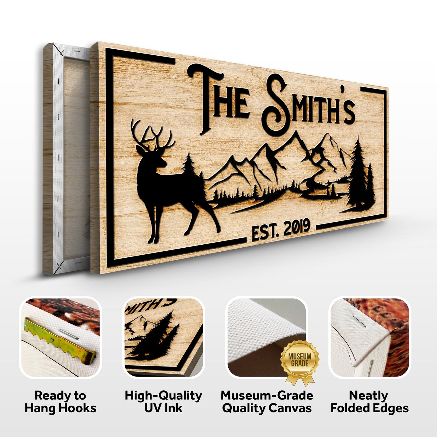 Family Mountain Sign canvas by Tailored Canvases, wood craft canvas with elk and mountains on Tampa Home & Garden Store