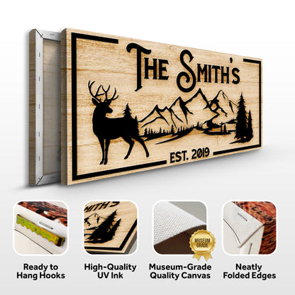 Family Mountain Sign canvas by Tailored Canvases, wood craft canvas with elk and mountains on Tampa Home & Garden Store