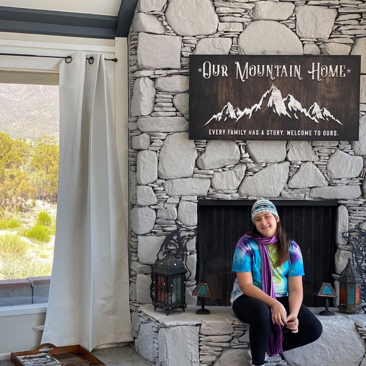 Family Mountain Home Sign crafting canvas by Tailored Canvases with mountain motif on wood panel on Tampa Home & Garden Store