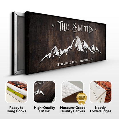Family Mountain Home Sign canvas by Tailored Canvases; rustic wood with mountain silhouette on Tampa Home & Garden Store
